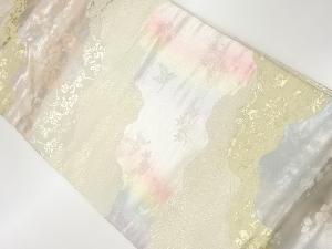 リサイクル　道長取りに草花模様織出し名古屋帯